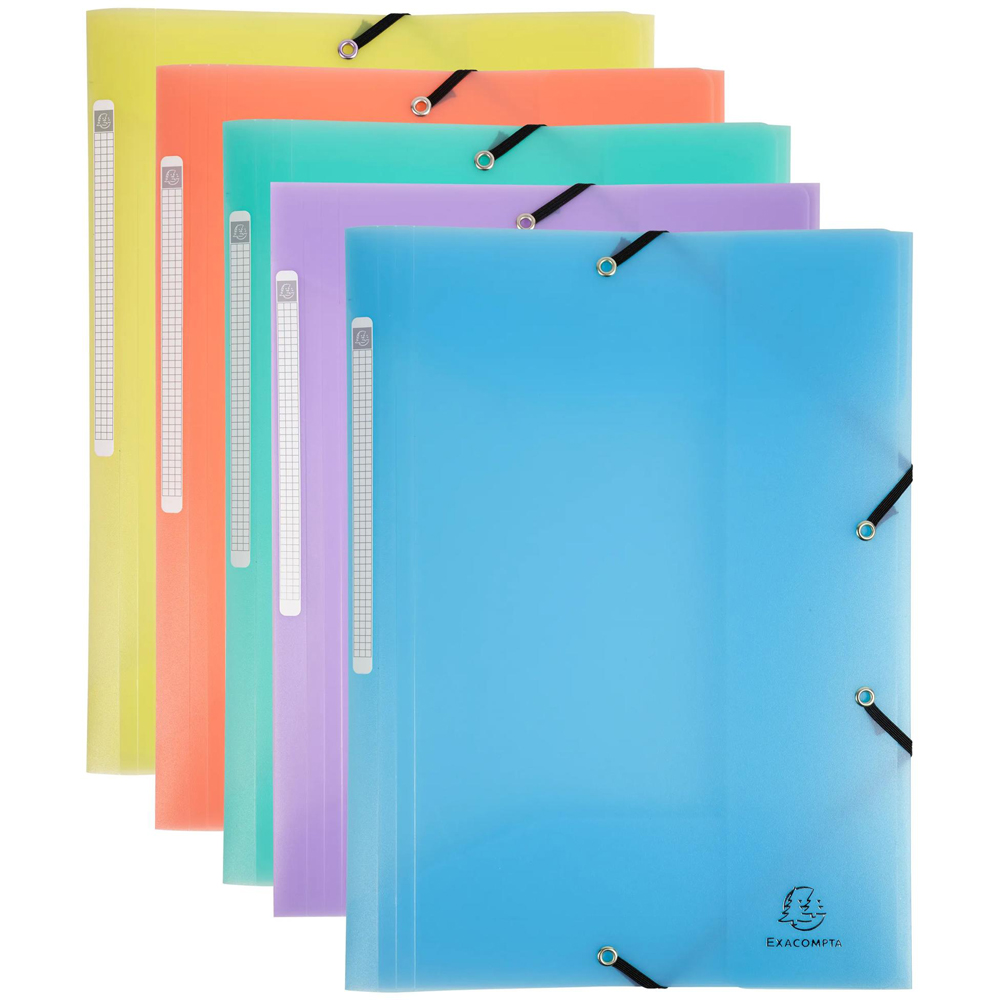 Exacompta Chromaline Pastel A4 Multicolour PP 3 Flap Elasticated Folder 25 Pack Image 1