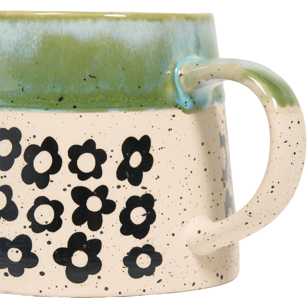 Green Floral Reactive Glaze Mug Image 3