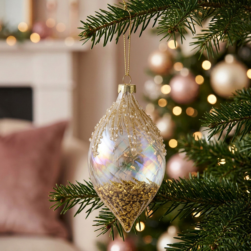 Grace and Glory Iridescent Gold Christmas Bauble Image 2