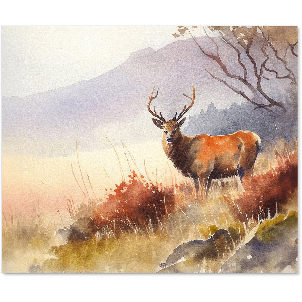 Warren Reed Designer Stag Deer Watercolour Glass Kitchen Splashback 75 x 90cm Image 2