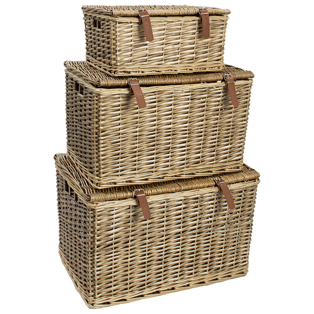 JVL Wicker Storage Hamper Basket Set of 3 Image 1