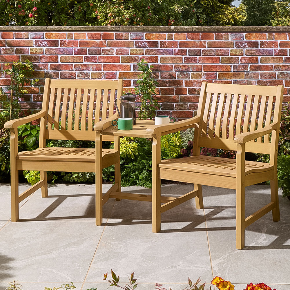 Rowlinson Farnham 2 Seater Eucalyptus Wood Companion Seat Image 1