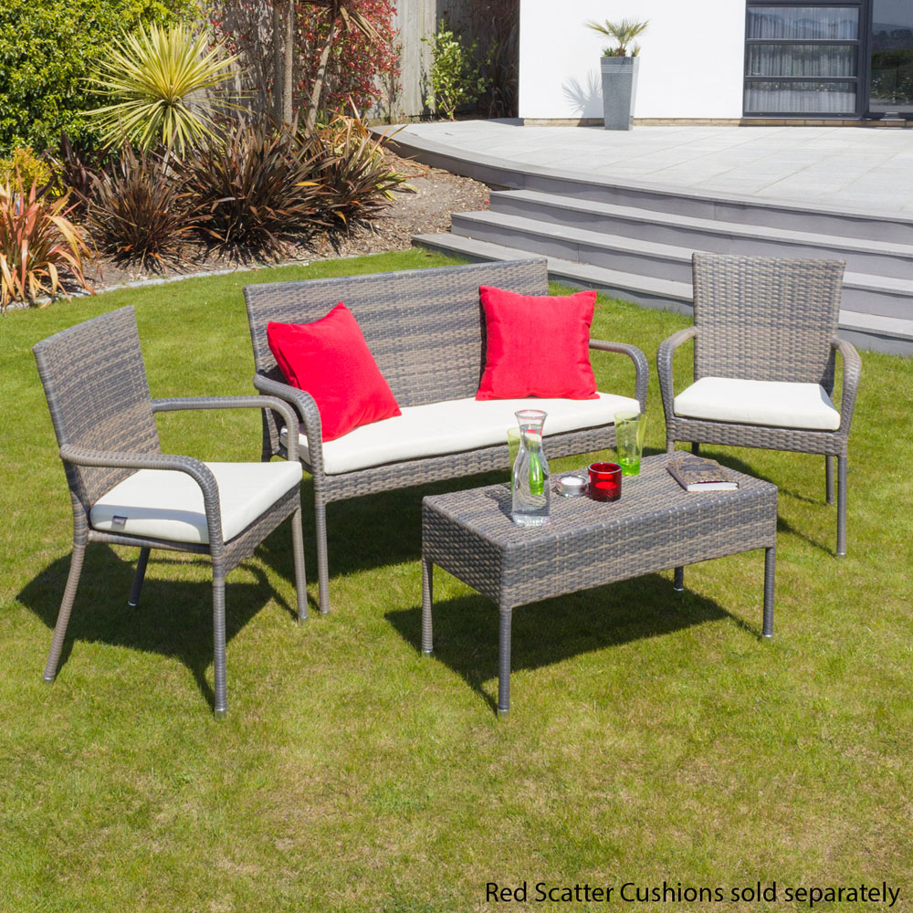 Oseasons Winchester 4 Seater Walnut and Natural Rattan Lounge Set Image 3