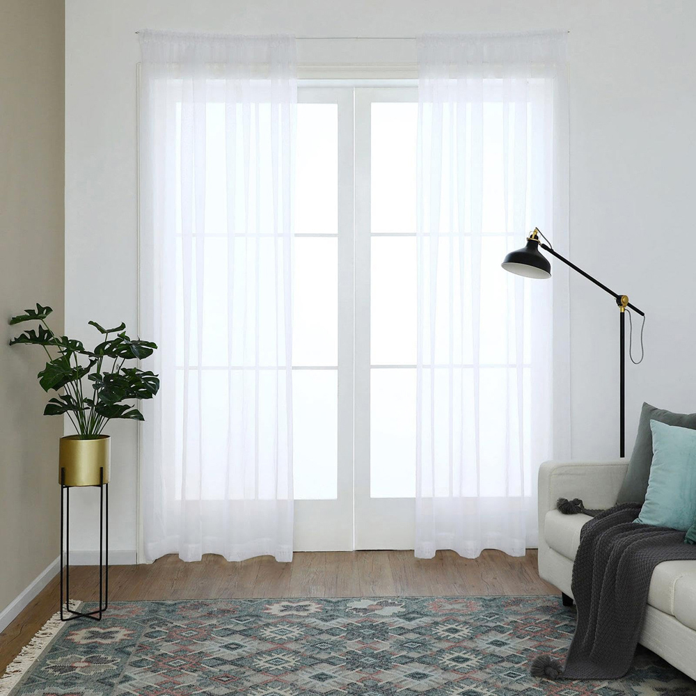 ATEK White Net Curtain Wire with Hooks and Eyes 2m Image 2
