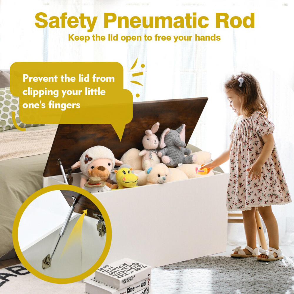 Costway Kids White Storage Chest with Flip Up Lid Image 4