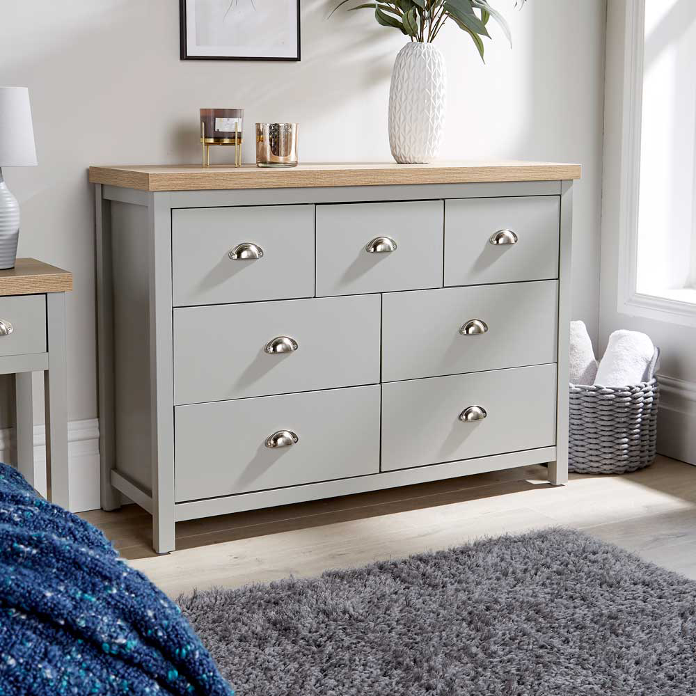 Home Source Avon 7 Drawer Grey Chest of Drawers Image 7