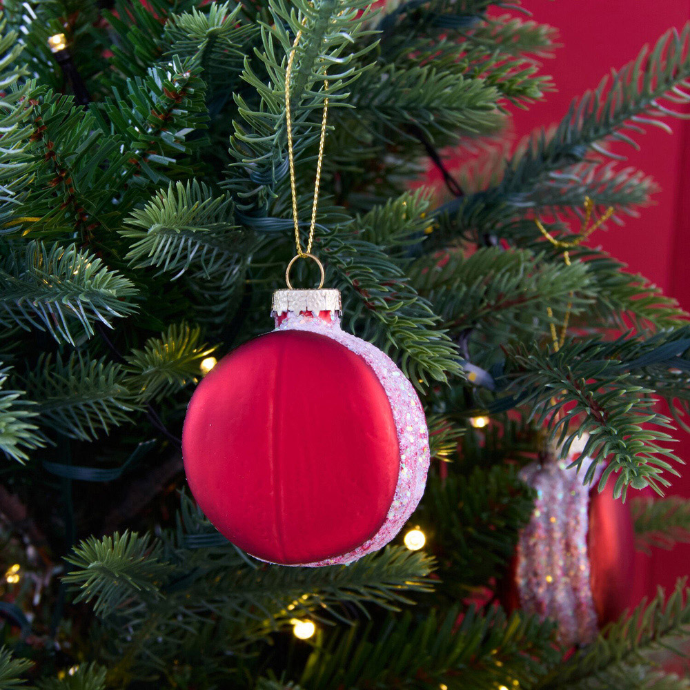 Glass Macaron Tree Decoration Red Image 2