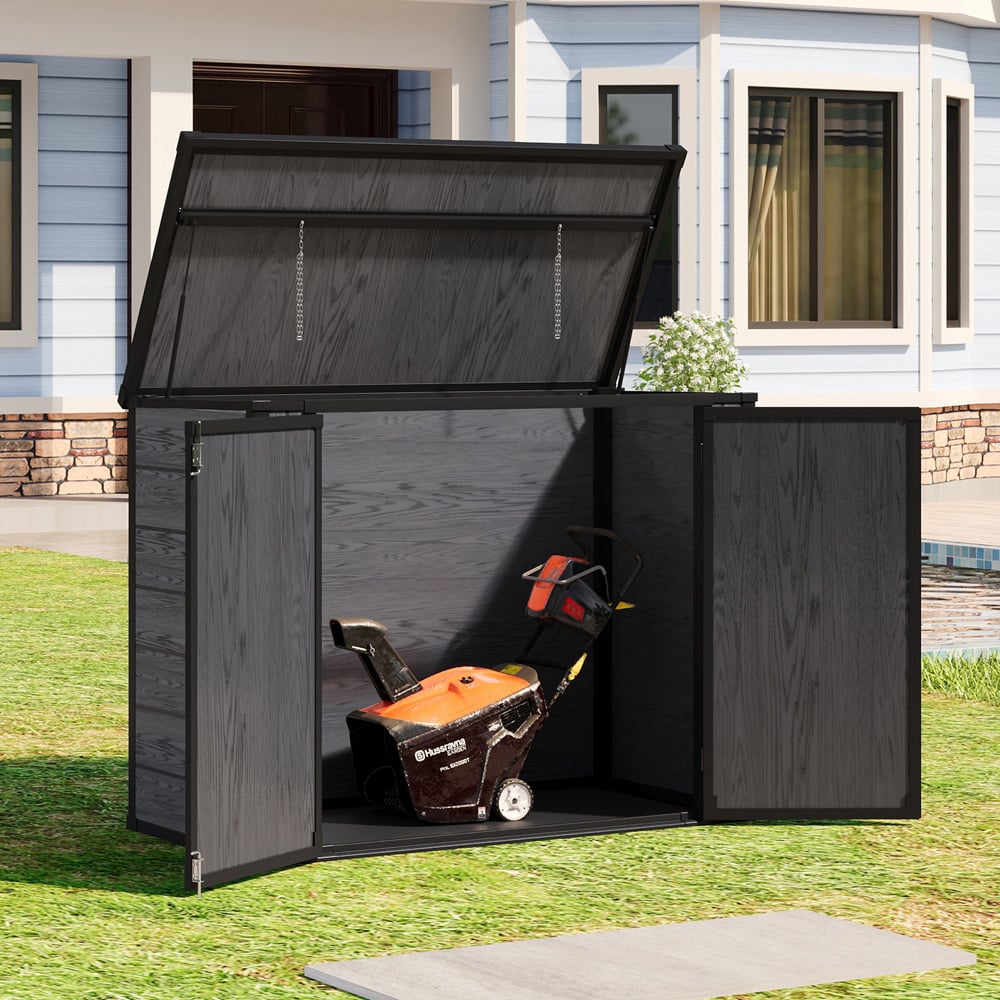 Living and Home 4.6 x 2.4ft Dark Grey Garden Bin Tool Storage Shed Image 7
