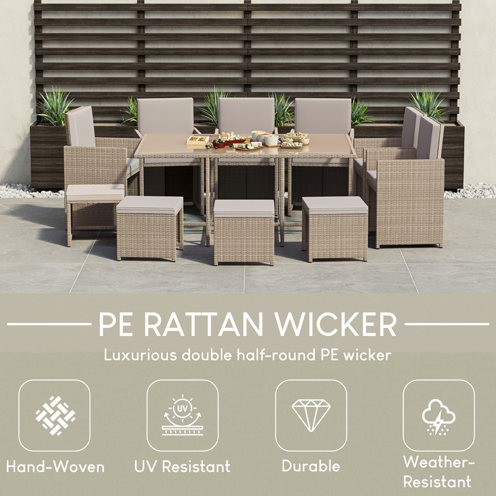 GARDEN VIDA Cuba 10 Seater Natural PE Rattan Garden Dining Set Image 7