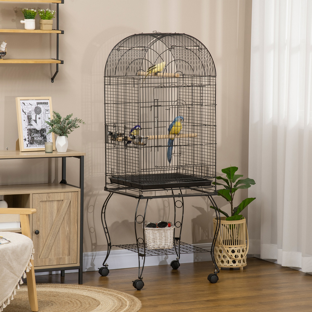 PawHut Black Bird Cage with Stand Image 6