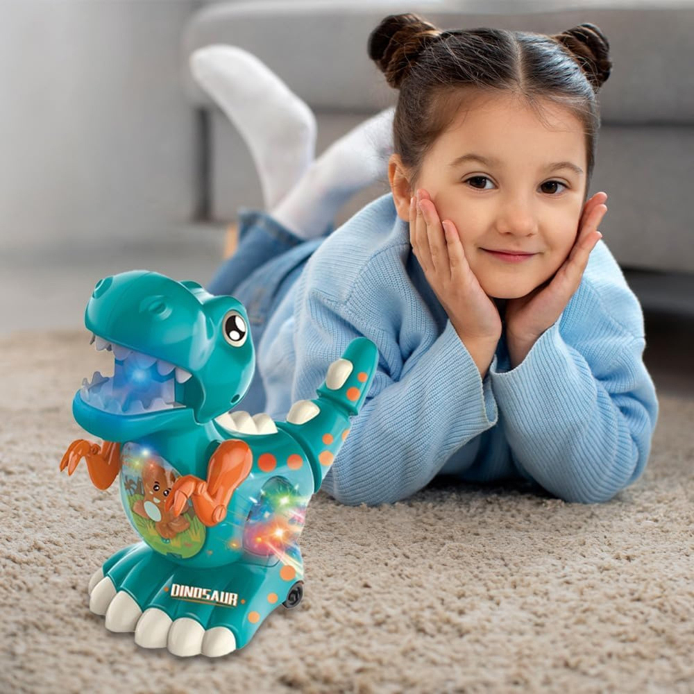 Alivio Kids Blue Crawling Walking Dinosaur Baby Toy with Musical Lights Image 2