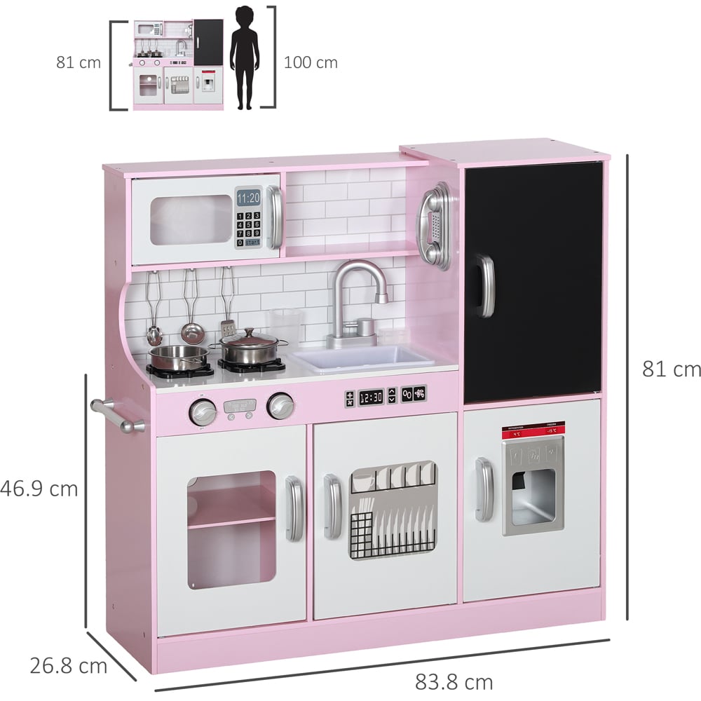 Tommy Toys Kids White Pink Kitchen Set with Toy Phone and Chalkboard Image 8