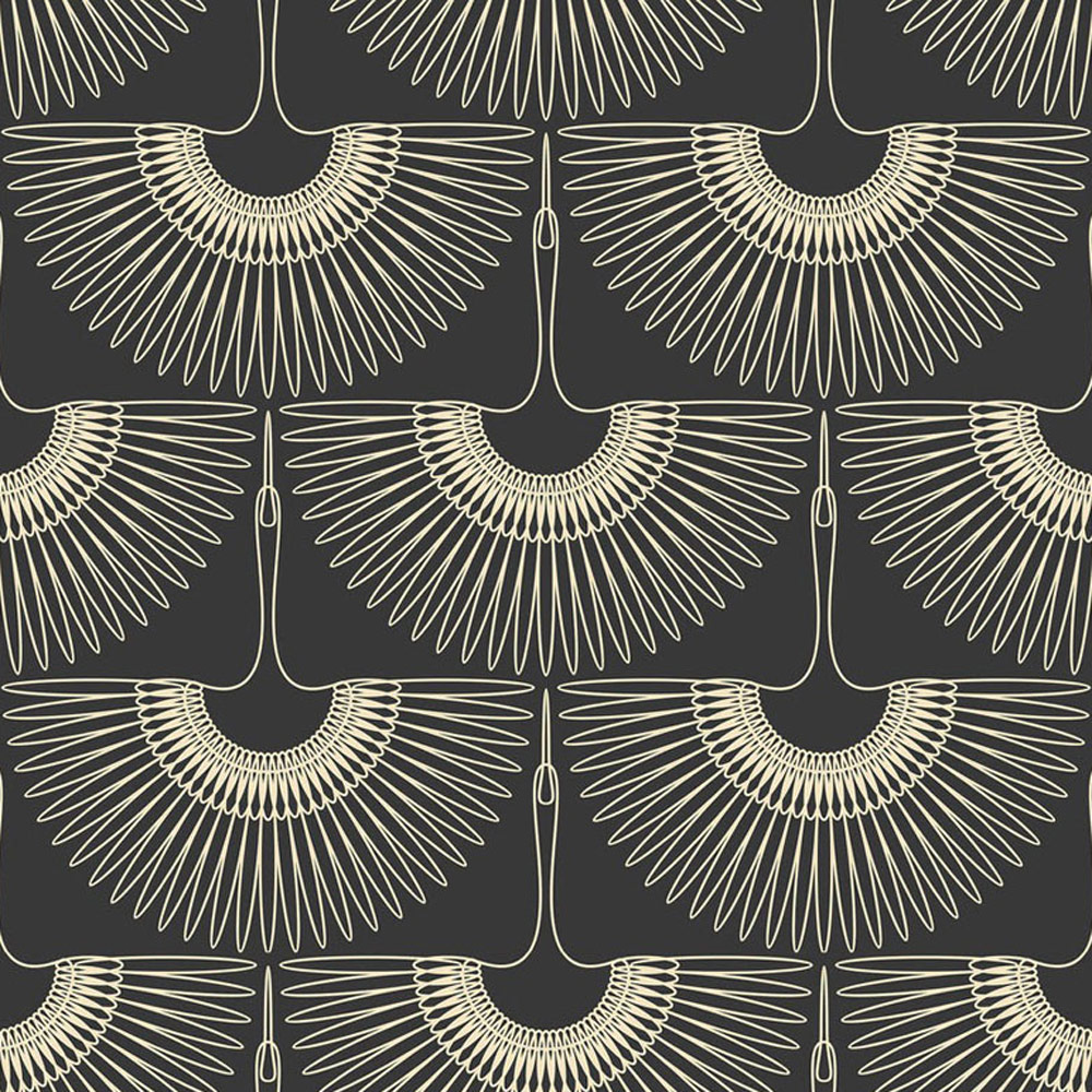 Bobbi Beck Eco Luxury Art Deco Crane Black Wallpaper Image 1