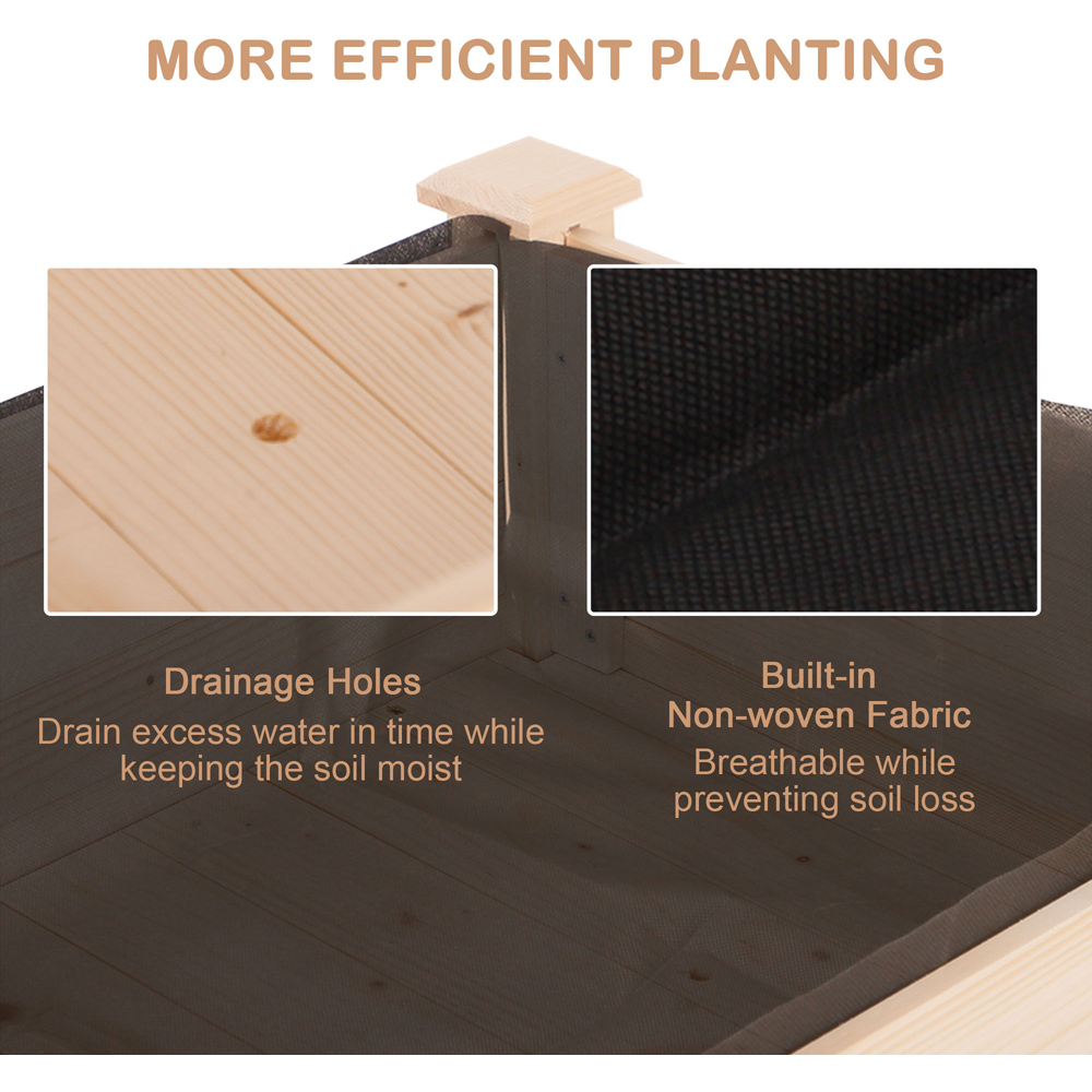 Outsunny Wooden Raised Planter Box Container 76 x 56.5 x 122.5cm Image 7