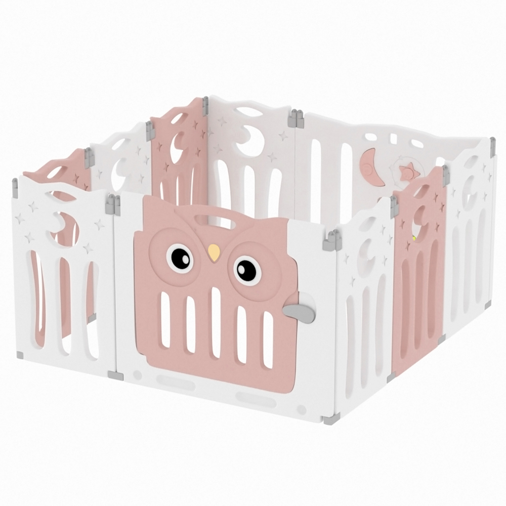 Living and Home White and Pink 10 Panel Foldable Kids Playpen Image 4
