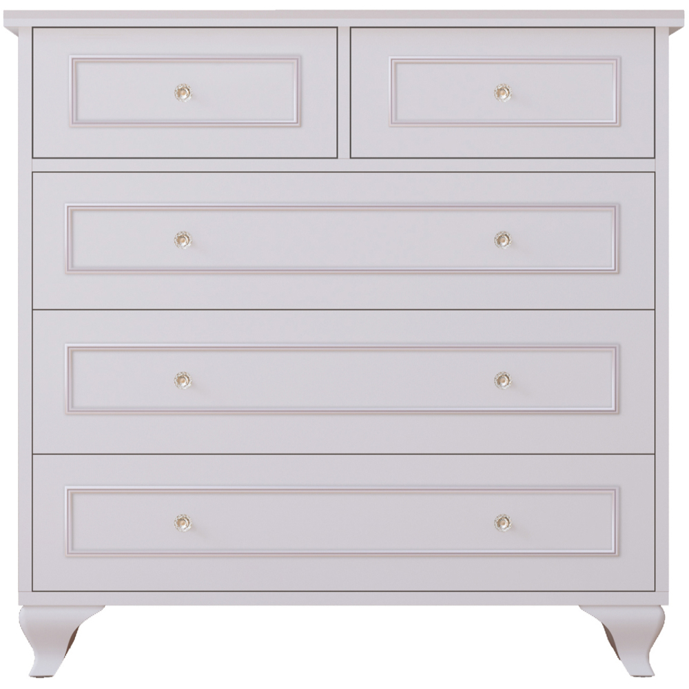 Evu GISELLE 5 Drawer White Chest of Drawers Image 2