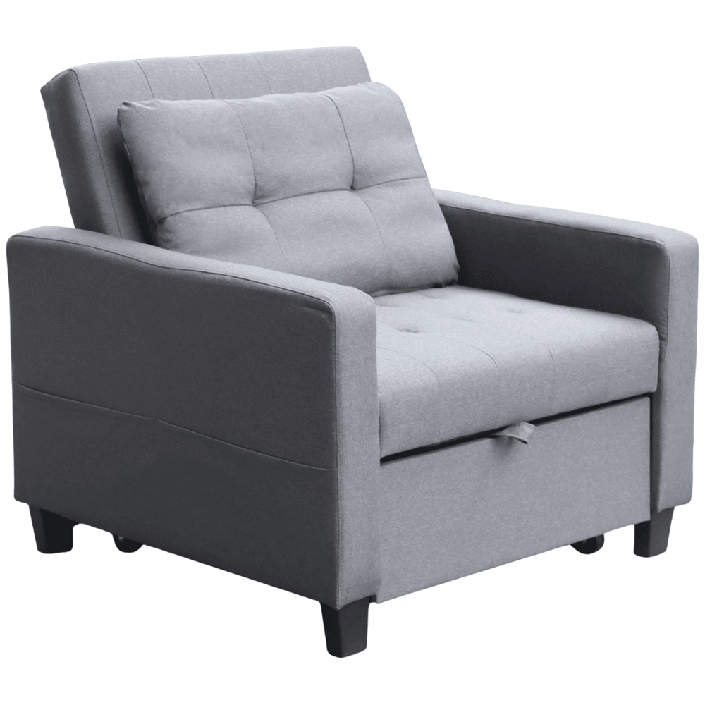 Home Source Charleston Single Seater Dark Grey Linen Sofa Bed Image 2