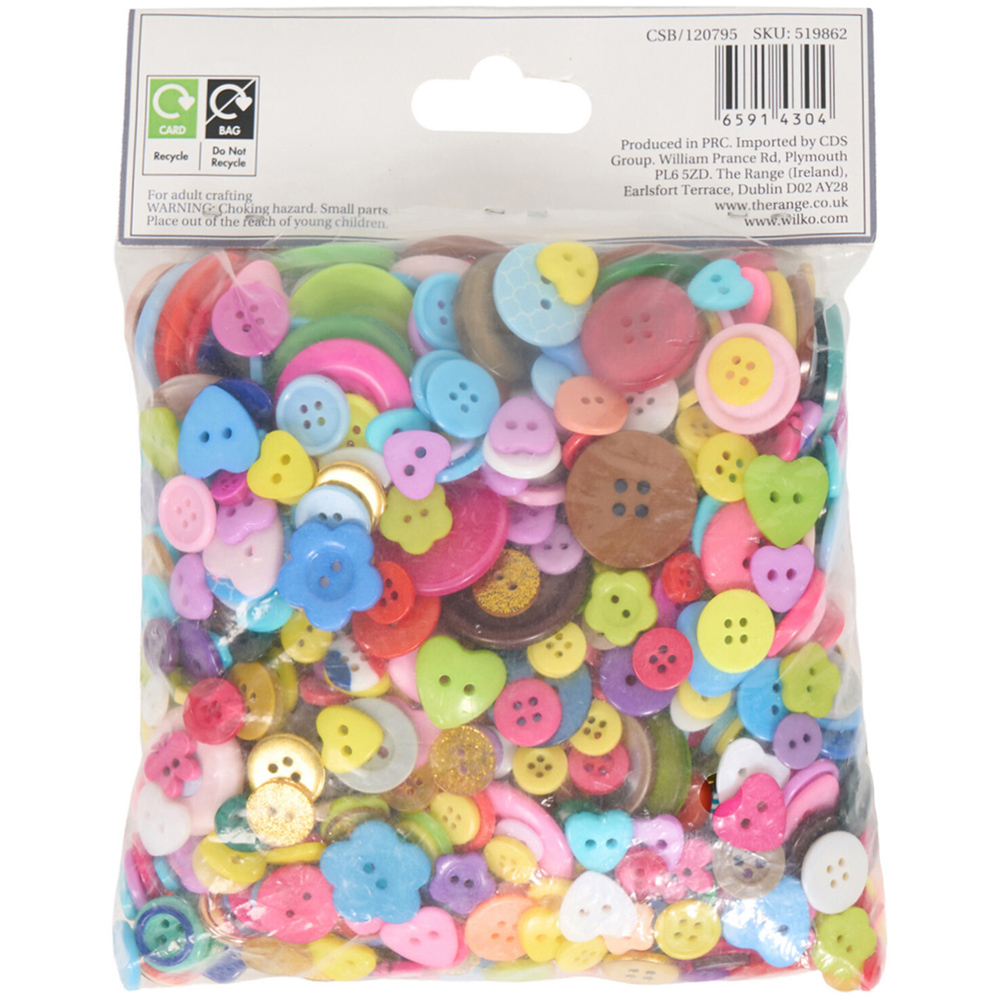 1000 Piece Mixed Coloured Buttons Image 2