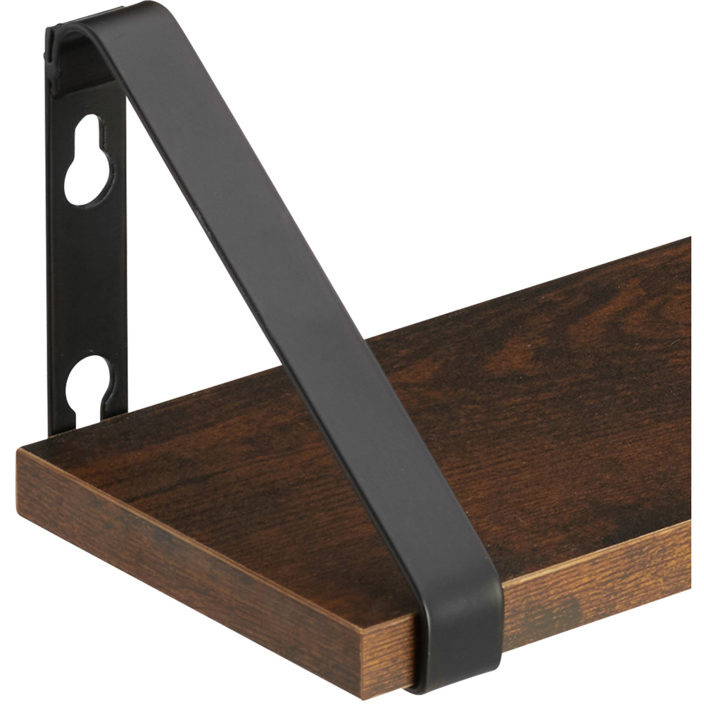 tectake Dark Wood Wall Shelf Set of 3 Image 5