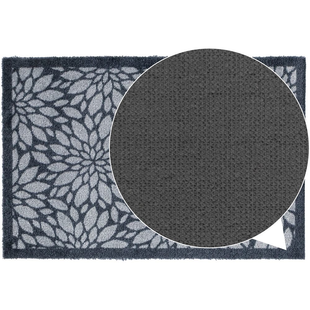 JVL Mega Grey Flowers Latex Backed Door Mat and Runner Set Image 6