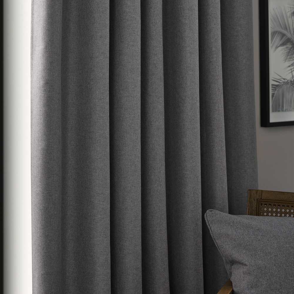 furn. Dawn Charcoal Blackout Pencil Pleat Curtains 229 x 183cm Image 3