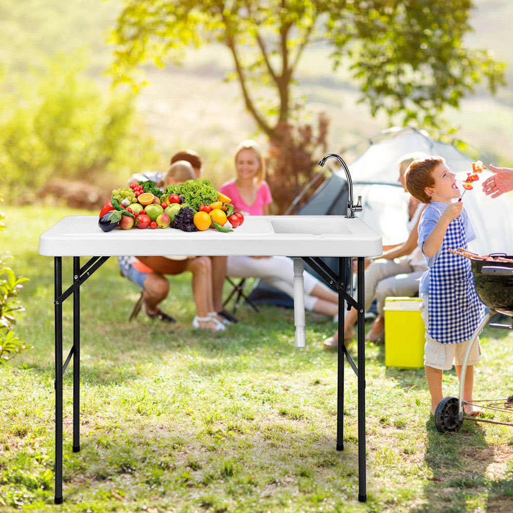 Costway Folding Fish Cleaning Table with Sink and Quick-Connect Faucet Image 3