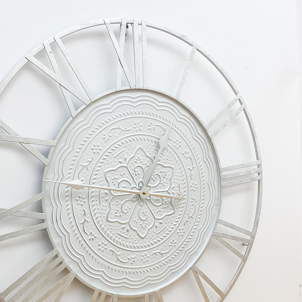 Acacia Home White Skeleton Round Wall Clock 70cm Image 3
