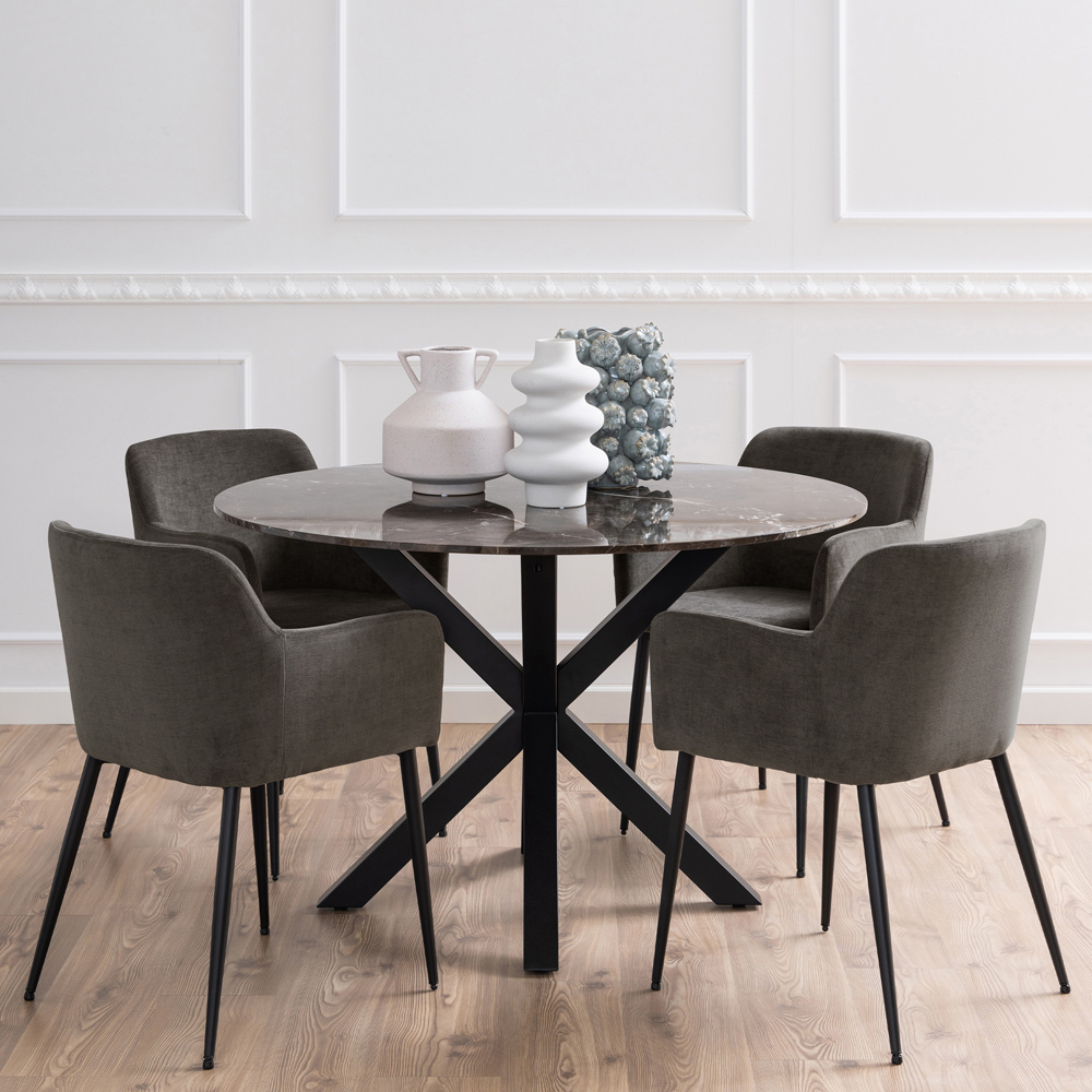 Florence Heaven 4 Seater Dining Table Brown Polished Marble Image 8