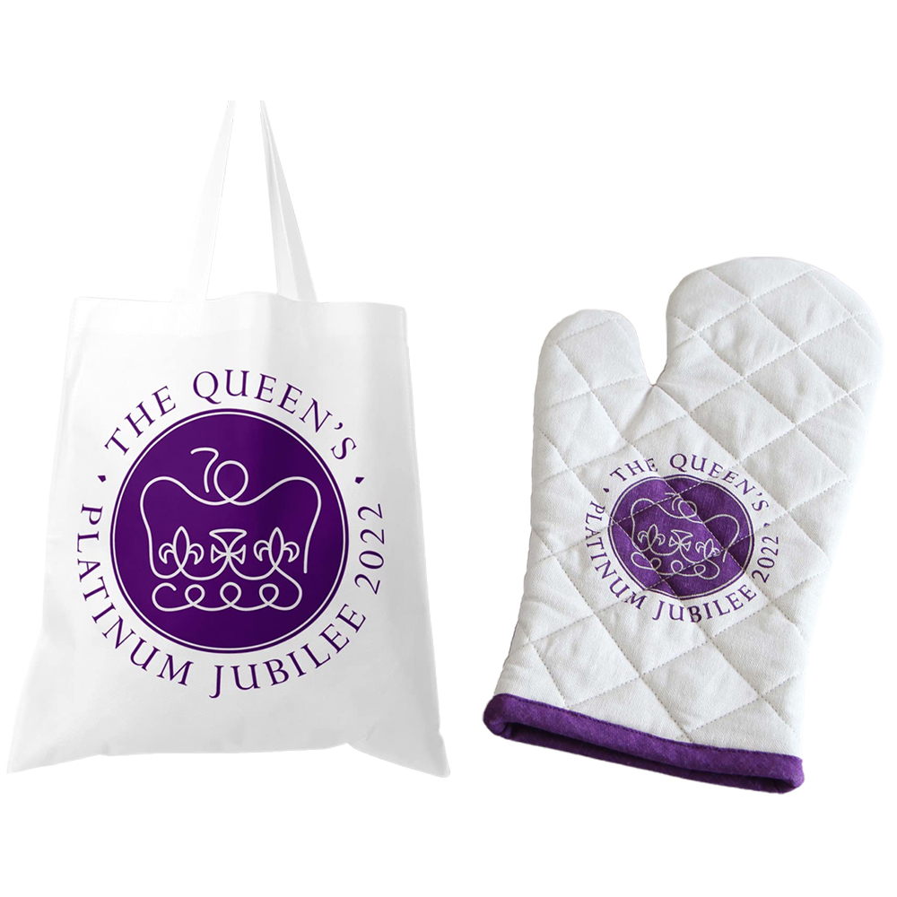 Highlands Homeware Jubilee Print Single Oven Mitt and Tote Bag Set Image 1