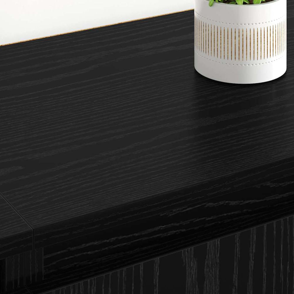 vidaXL 4 Door Black Oak Sideboard Set of 2 Image 4
