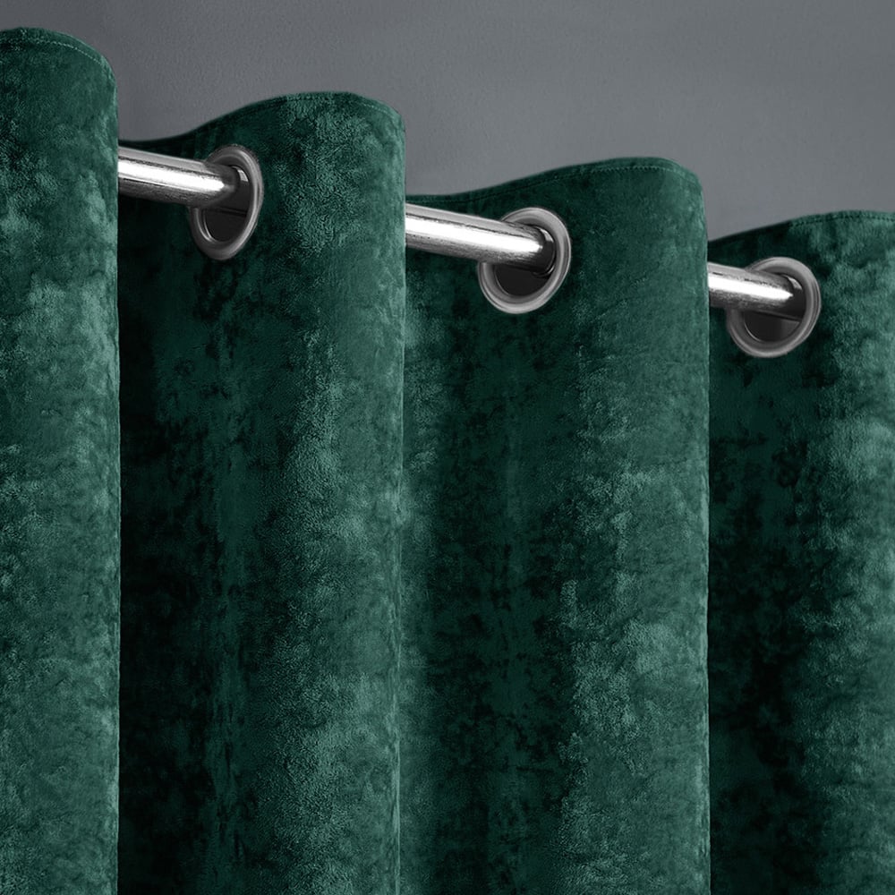 Intimates Emerald Plain Crushed Velvet Curtains 229X189cm Image 2