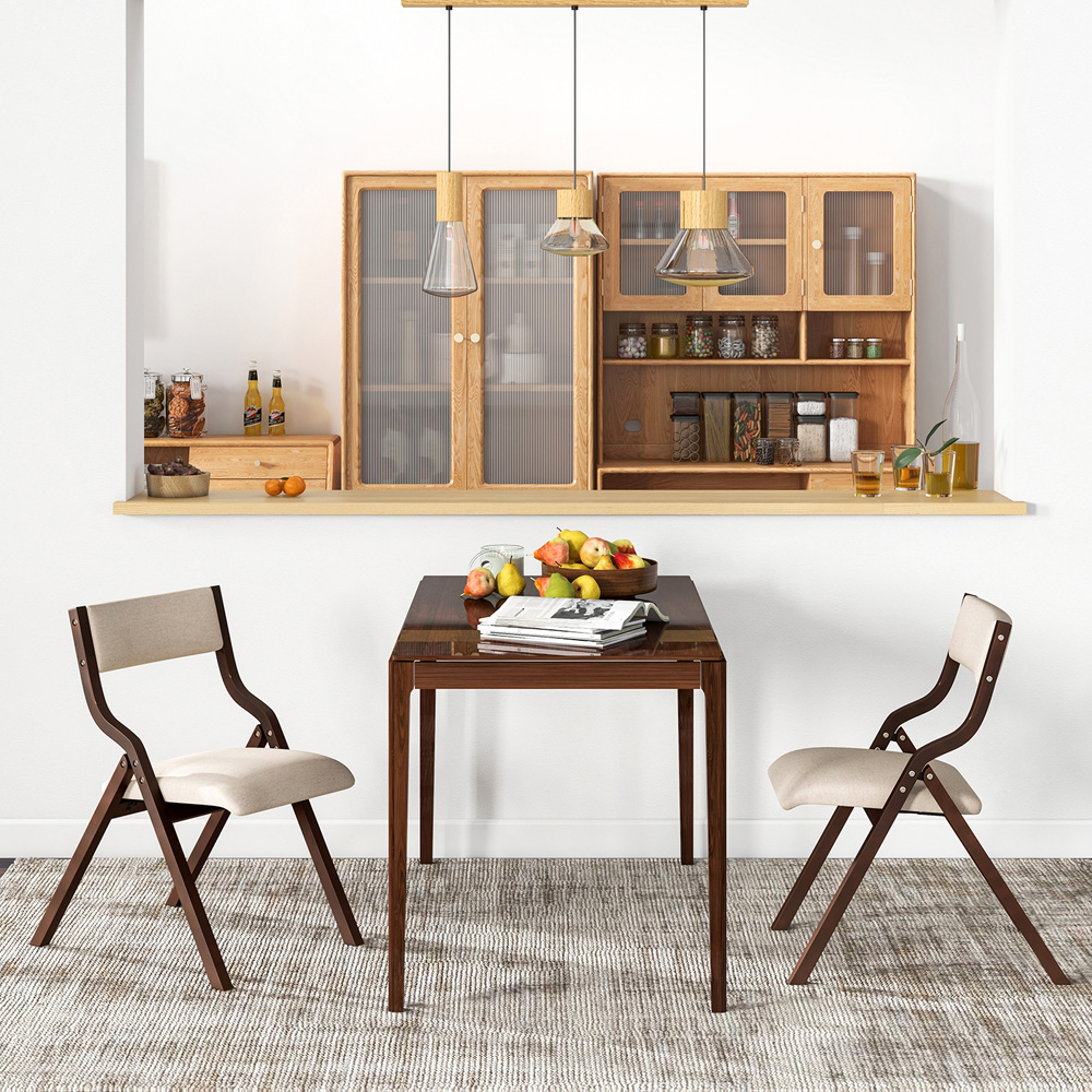 Costway Set of 2 Beige Foldable Dining Chairs Image 3