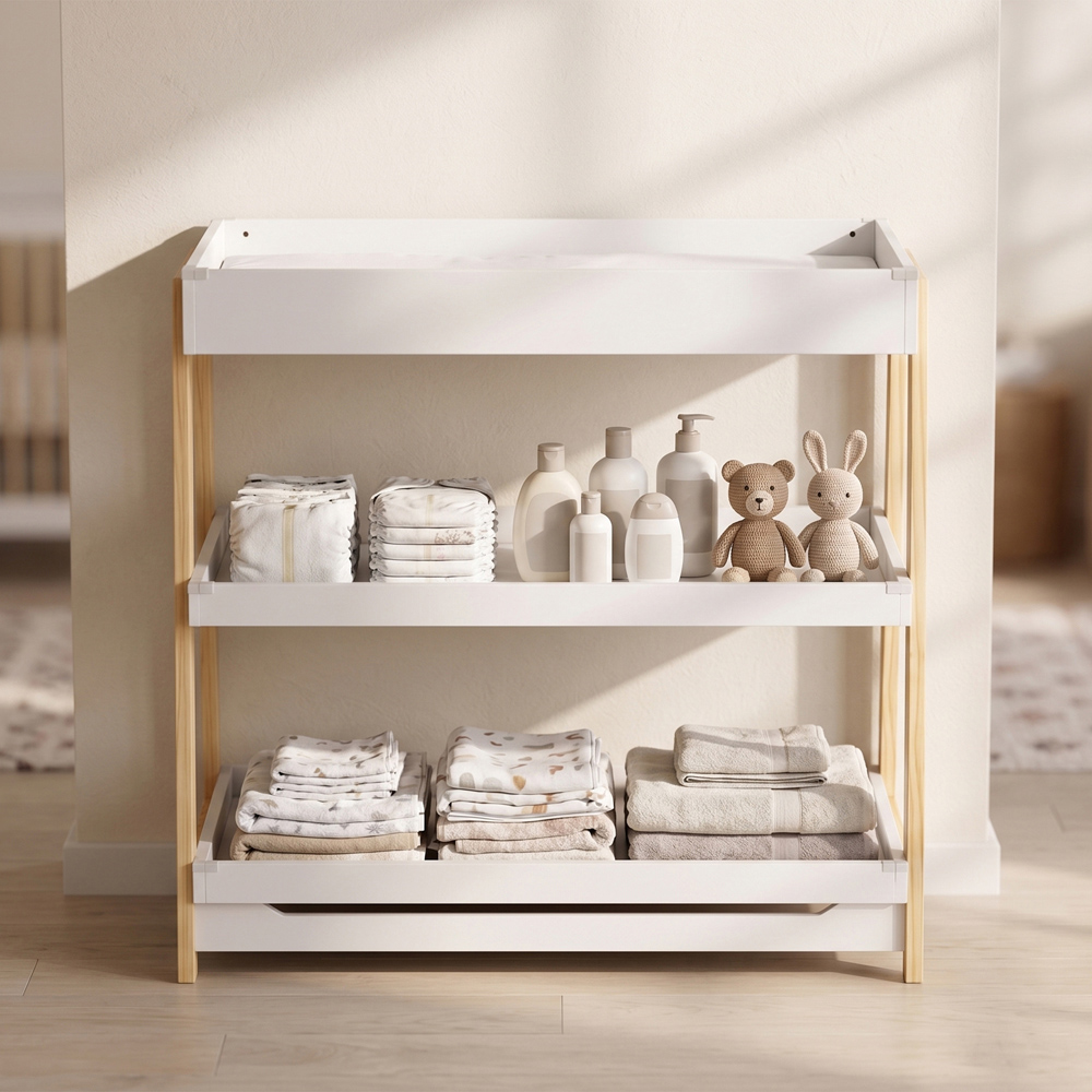 AIYAPLAY 2 Shelf White Baby Changing Table Image 3
