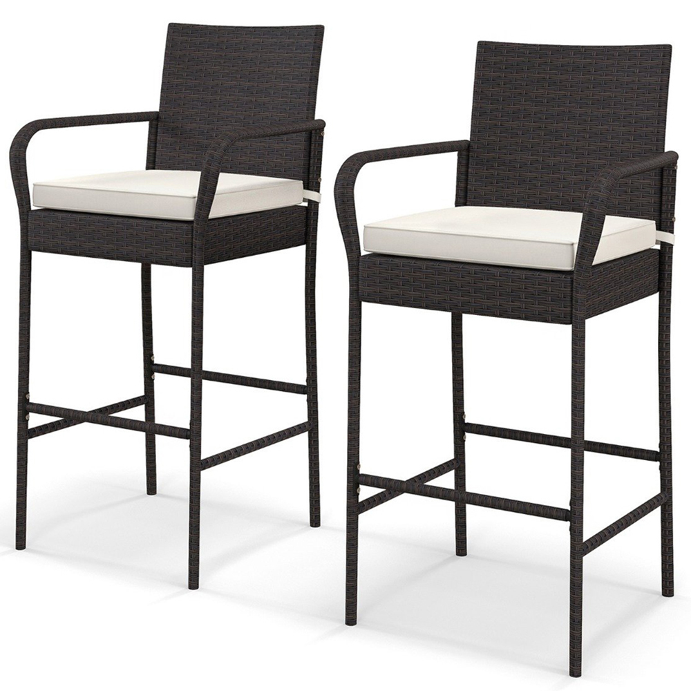 Costway Wicker Bar Stool Set of 2 Image 2