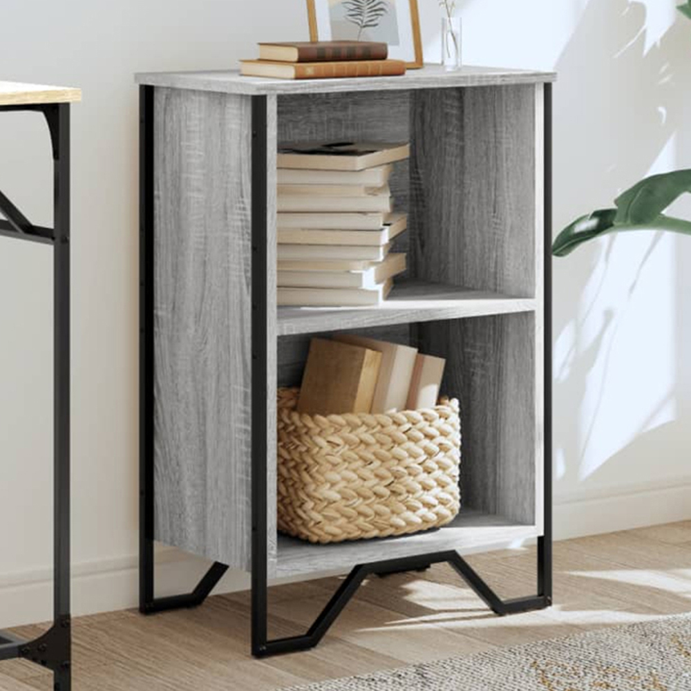 vidaXL 2 Shelf Grey Sonoma Small Bookcase Image 1