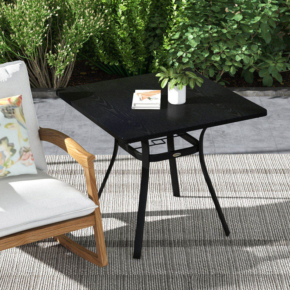 Outsunny 4Seater Steel Garden Table Black Image 7