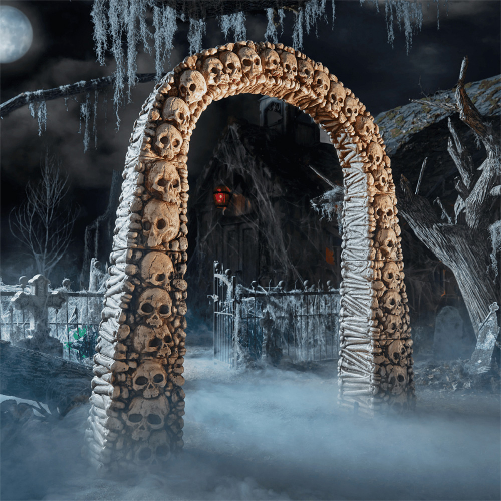 Home Accents Skull and Bones Archway Halloween Entrance Decoration 7.5ft Image 2