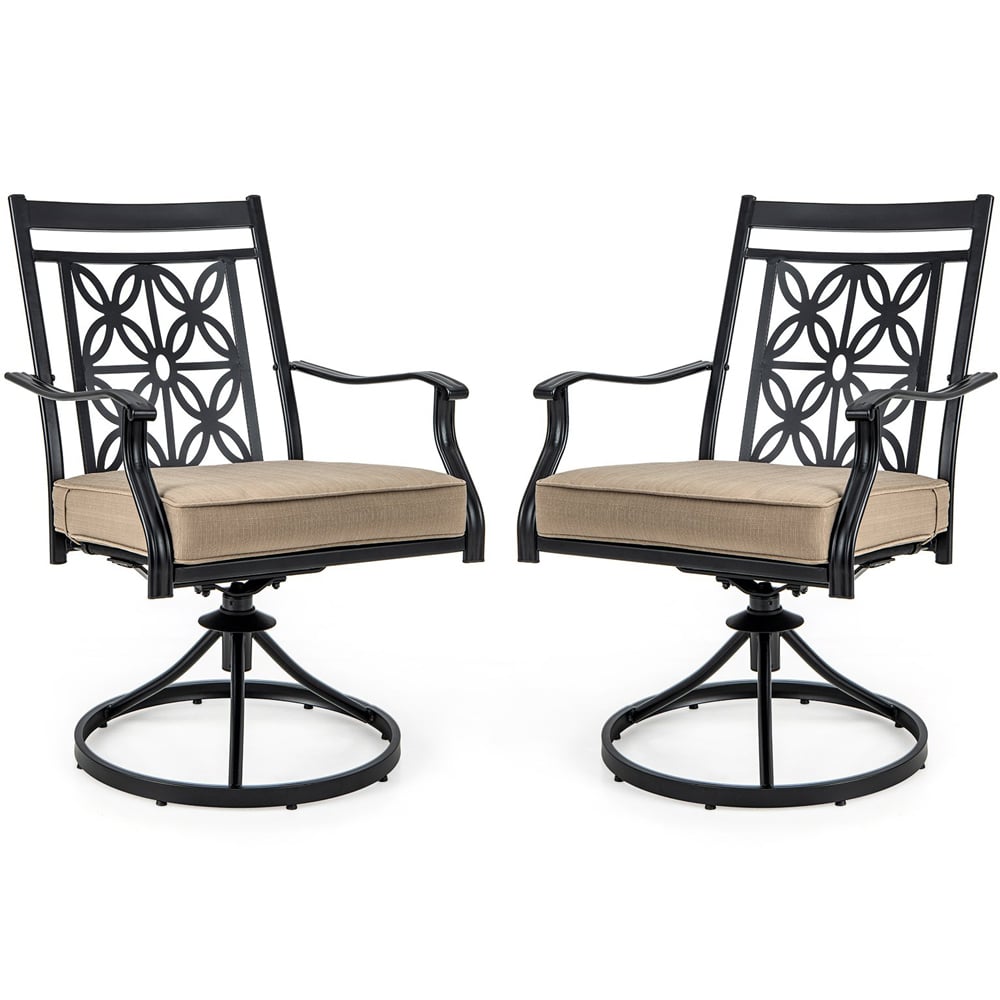 Costway 2 Seater Khaki Swivel Outdoor Bistro Chair Image 2
