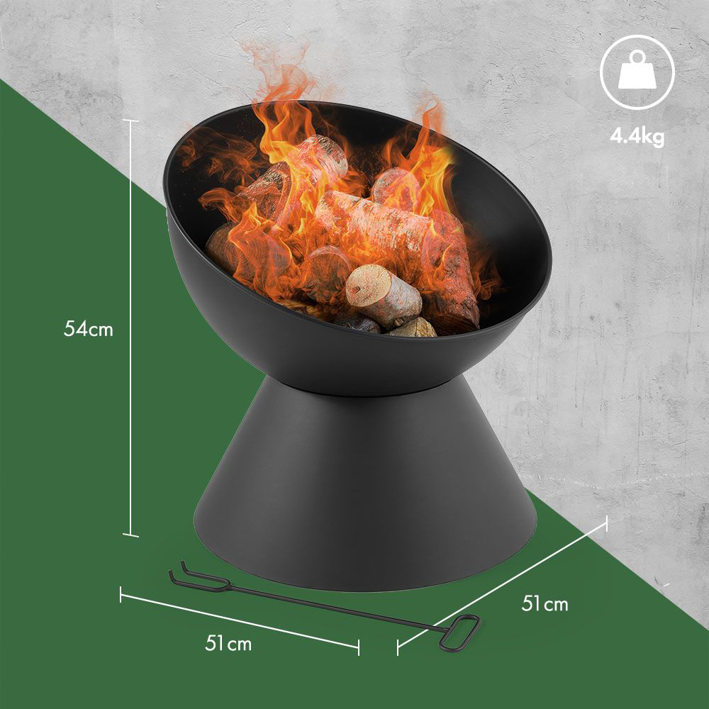 VonHaus Black Raised Bowl Fire Pit Image 7