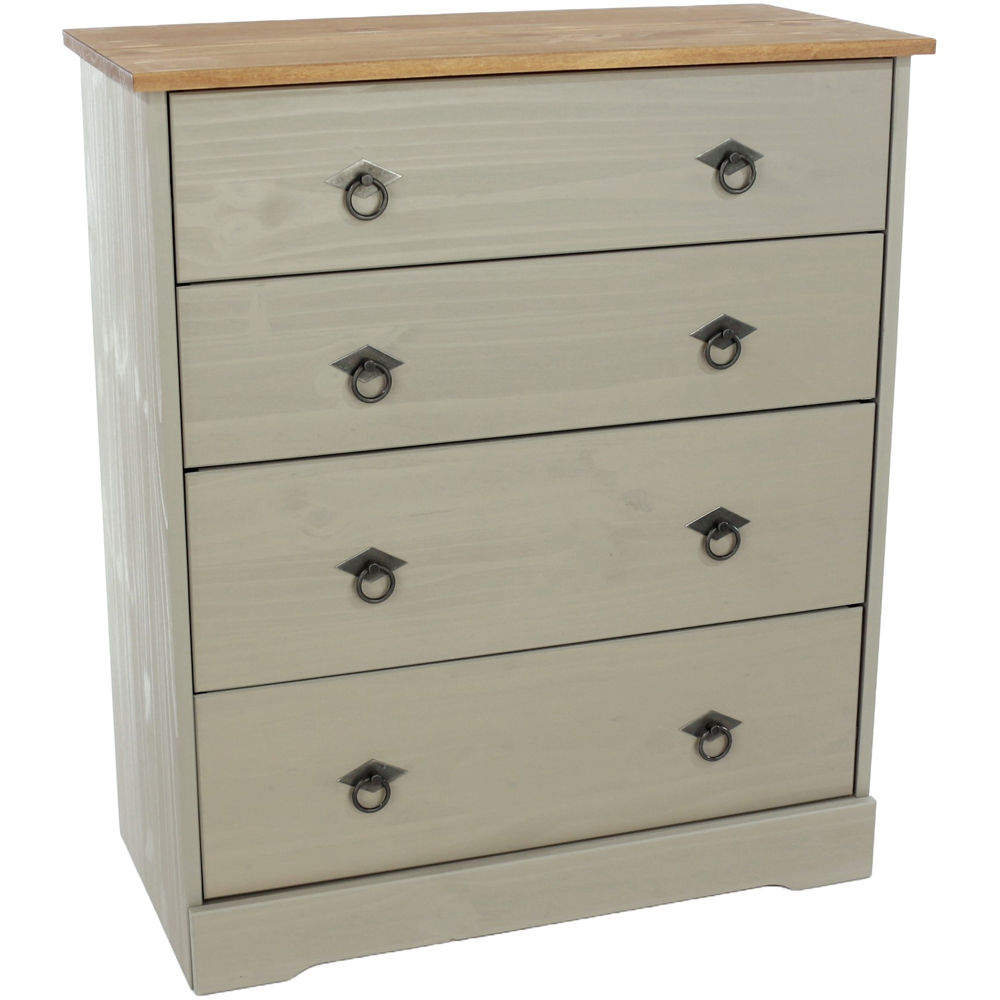 Core Products Corona Classic 4 Drawer Grey Pine Wood Chest of Drawers Image 2