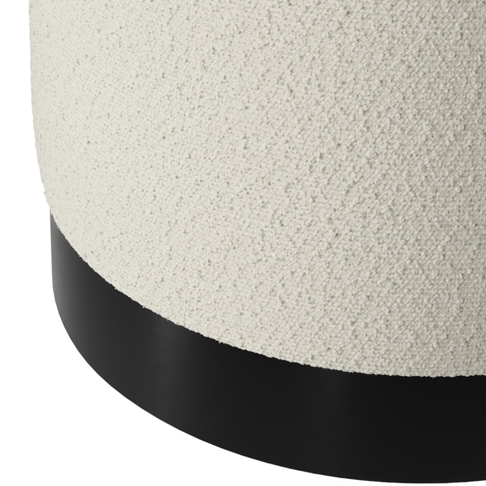 Lara Ivory Boucle and Brushed Gold Small Pouffe Image 3