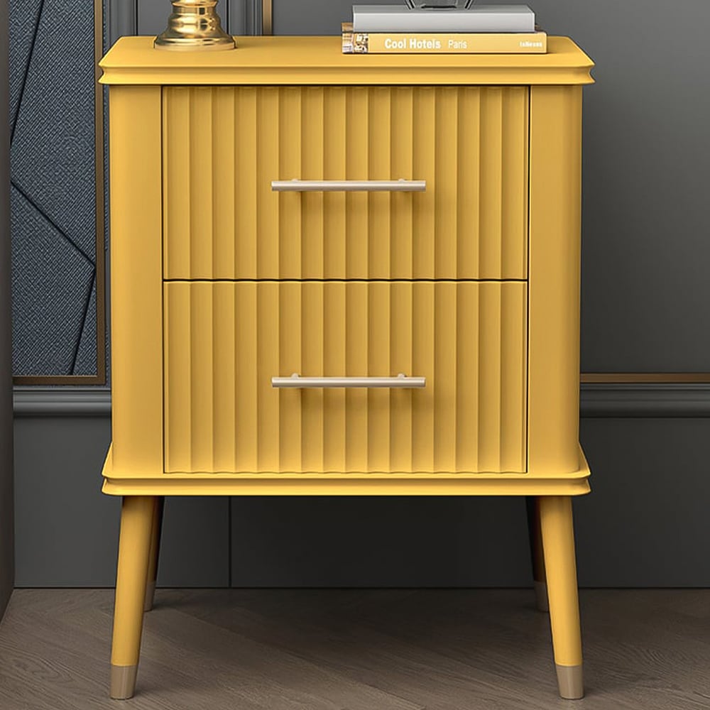 Cozzano 2 Drawer Mustard Bedside Table Image 1