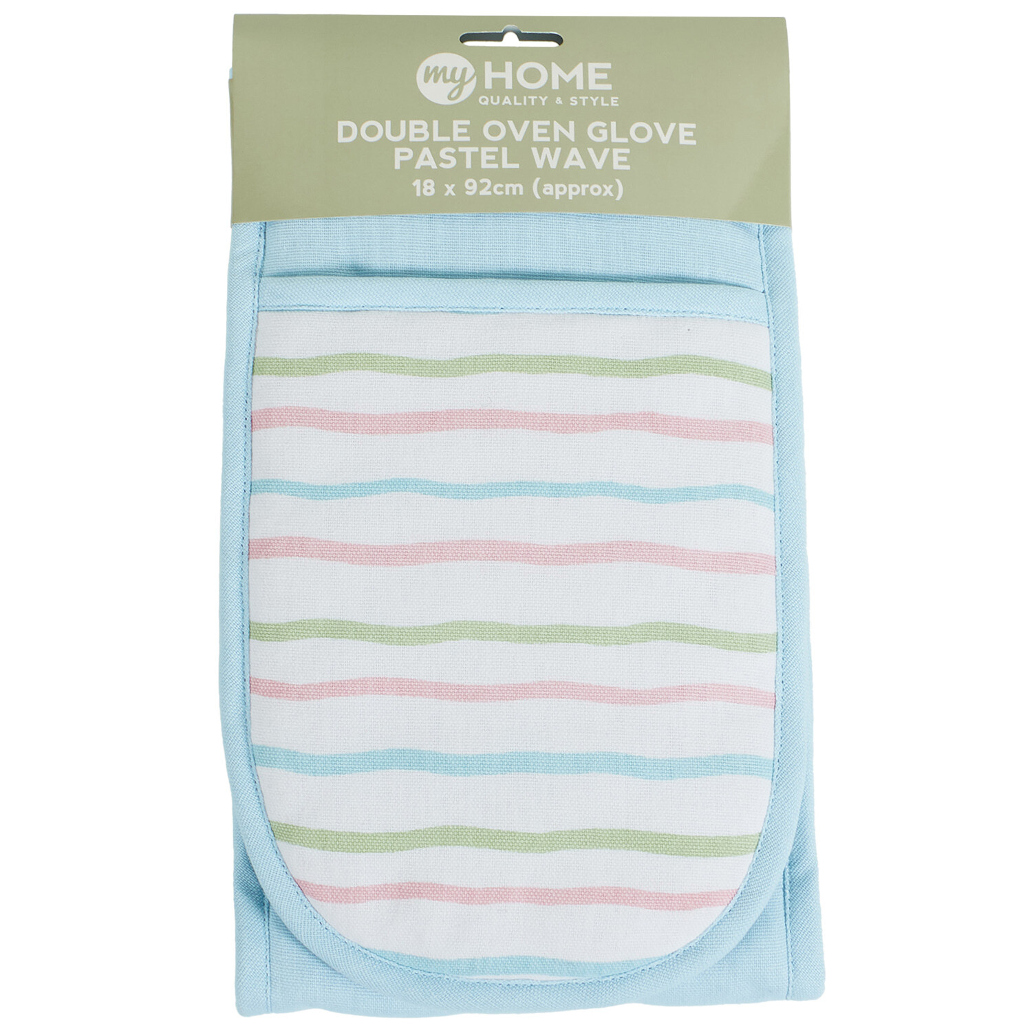 Pastel Wave Double Oven Glove - Blue Image 1