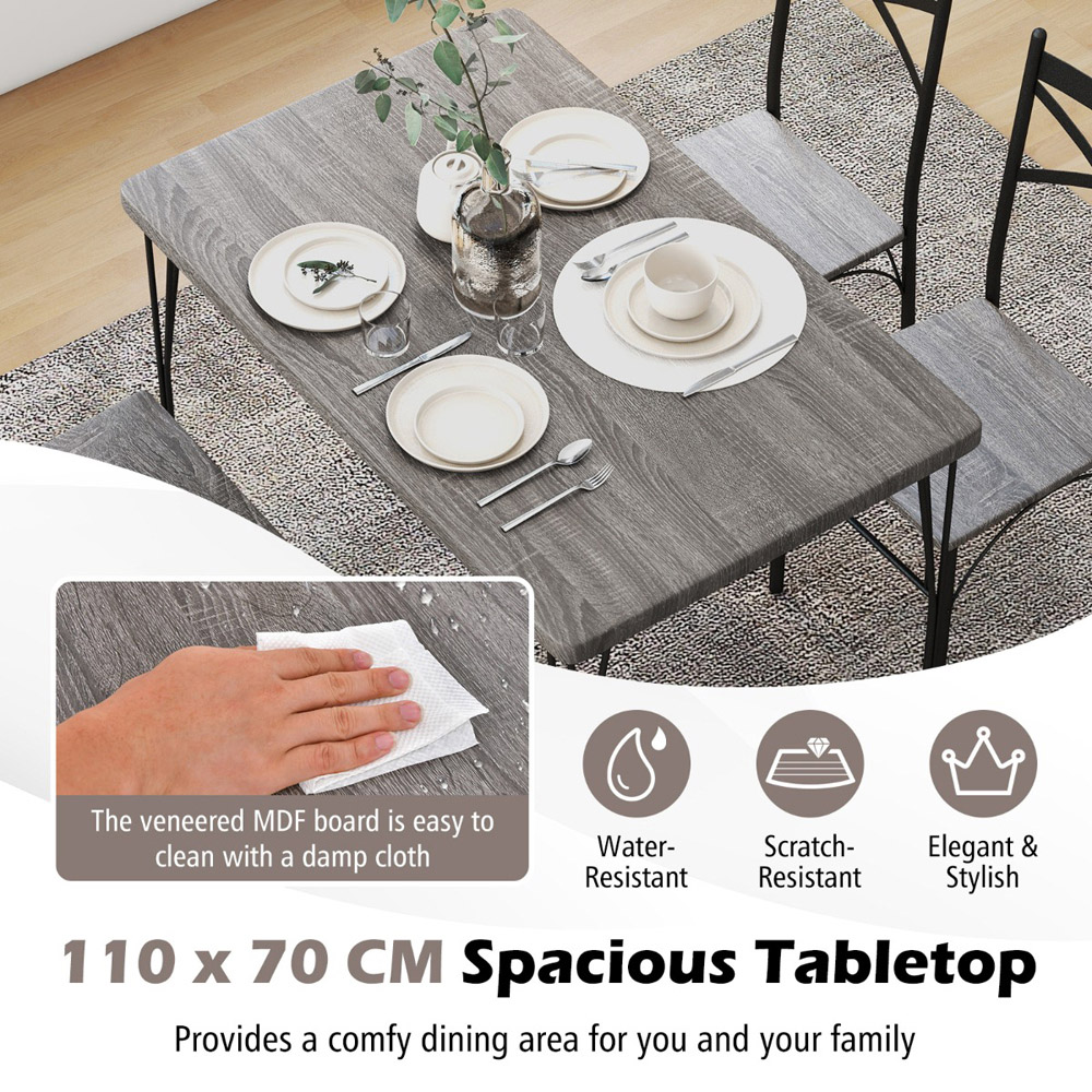 Costway 4 Seater Metal Frame Dining Set Grey Image 7