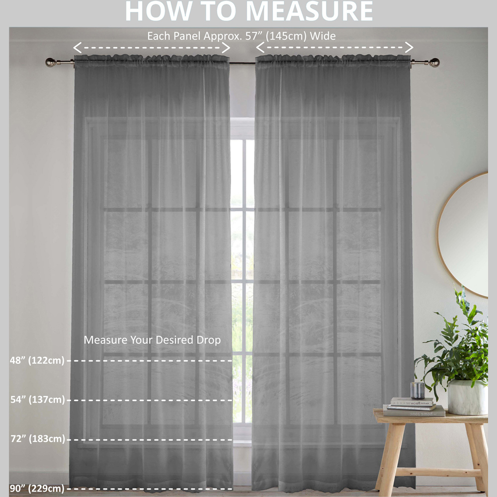 Tyrone Textiles Crystal Grey Plain Sheer Voile Panel Curtain 145 x 137cm Image 4
