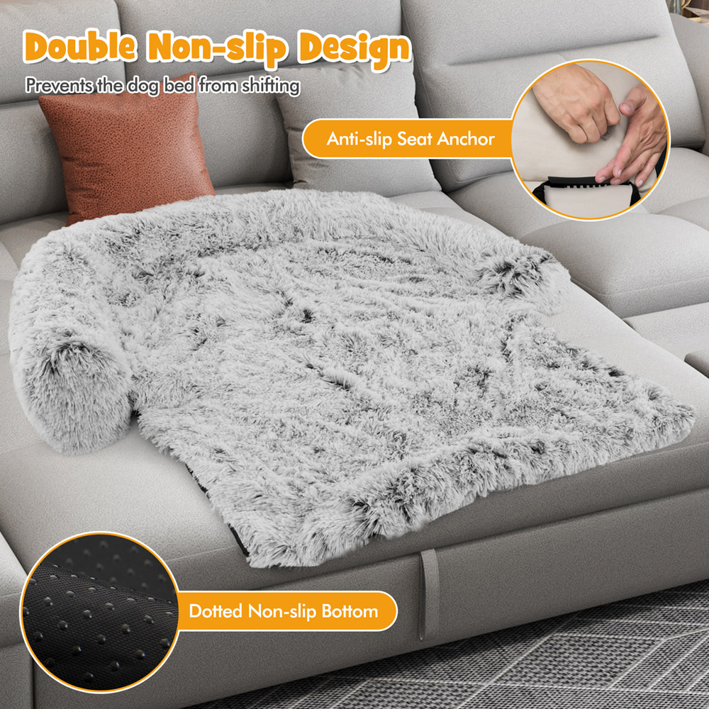 Costway White Large Fluffy Dog Mat Couch Cover Protector with Anti Slip Bottom Image 8