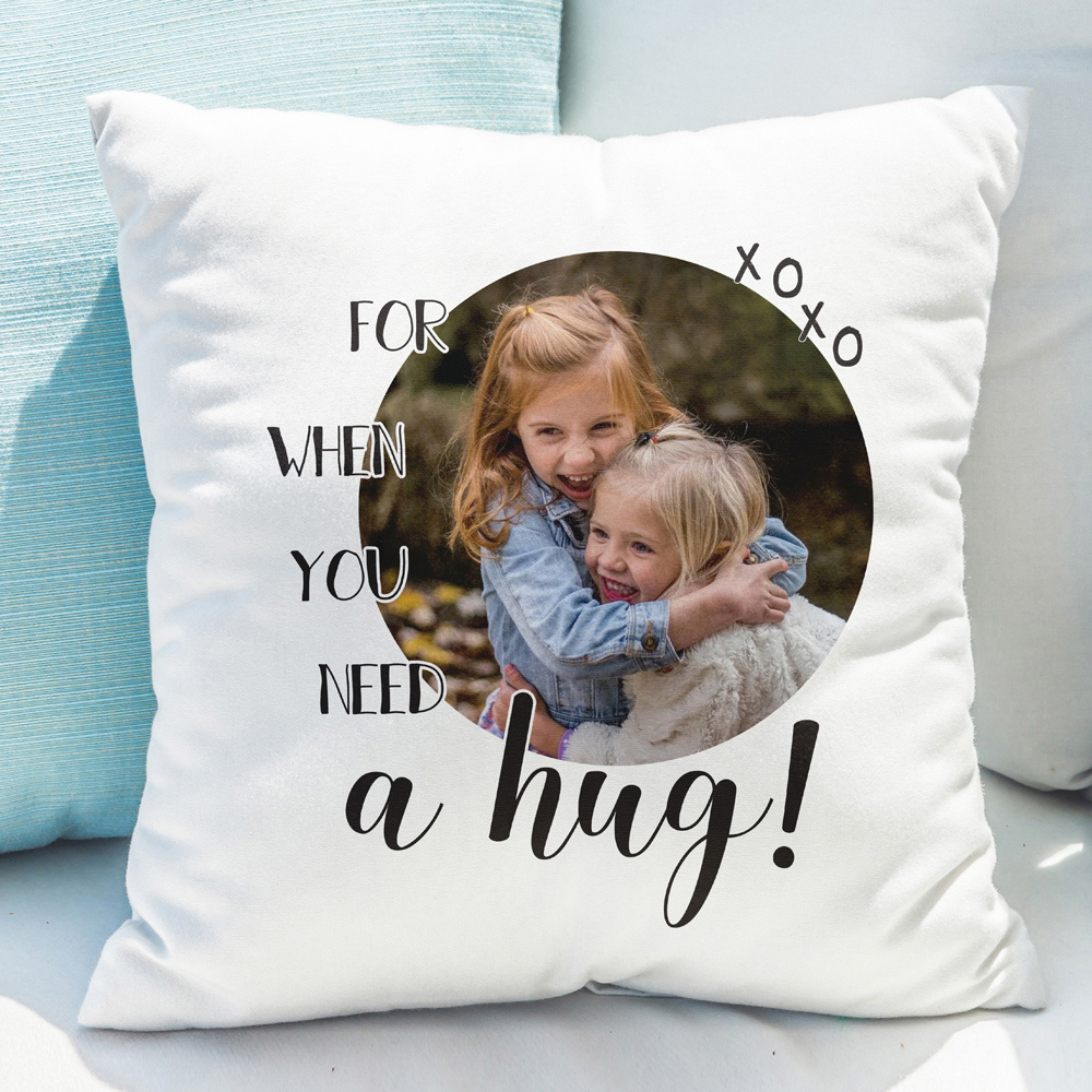 Personalised Memento Personalised Need A Hug Photo Upload Cushion Image 3