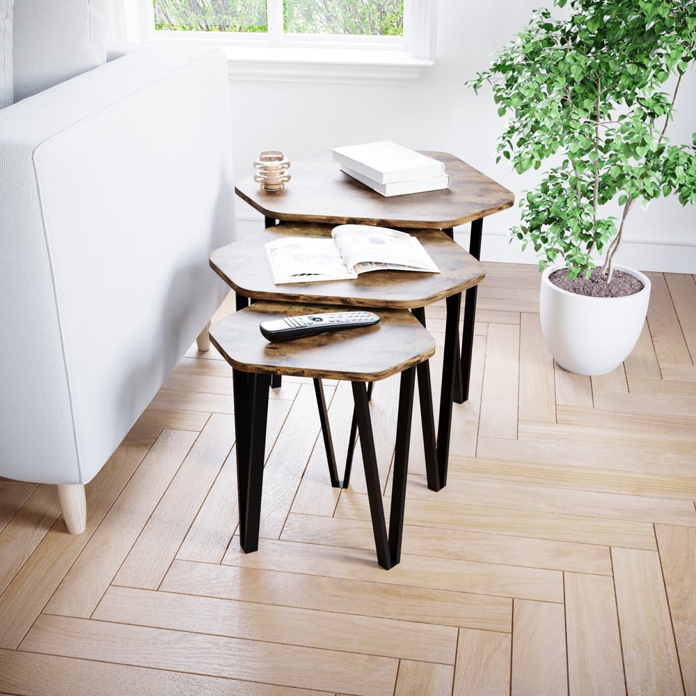 Vida Designs Brooklyn Dark Wood Nest of Tables Set of 3 Image 3