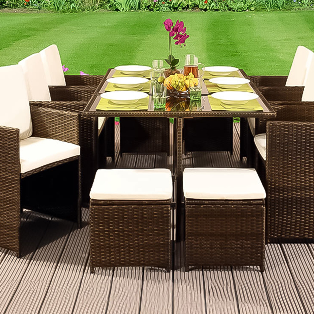 Brooklyn Cube Gold 6 Seater Garden Dining Set Image 2
