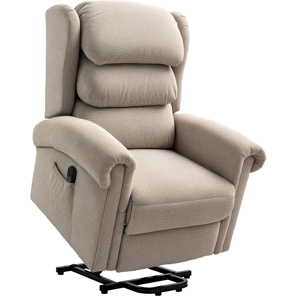 HOMCOM Khaki Velvet Electric Power Lift Elderly Recliner Armchair Image 2